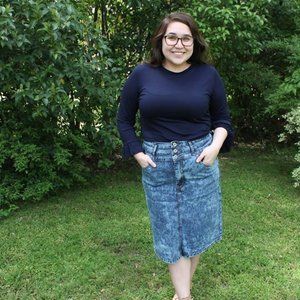 Navy Ruffled Top